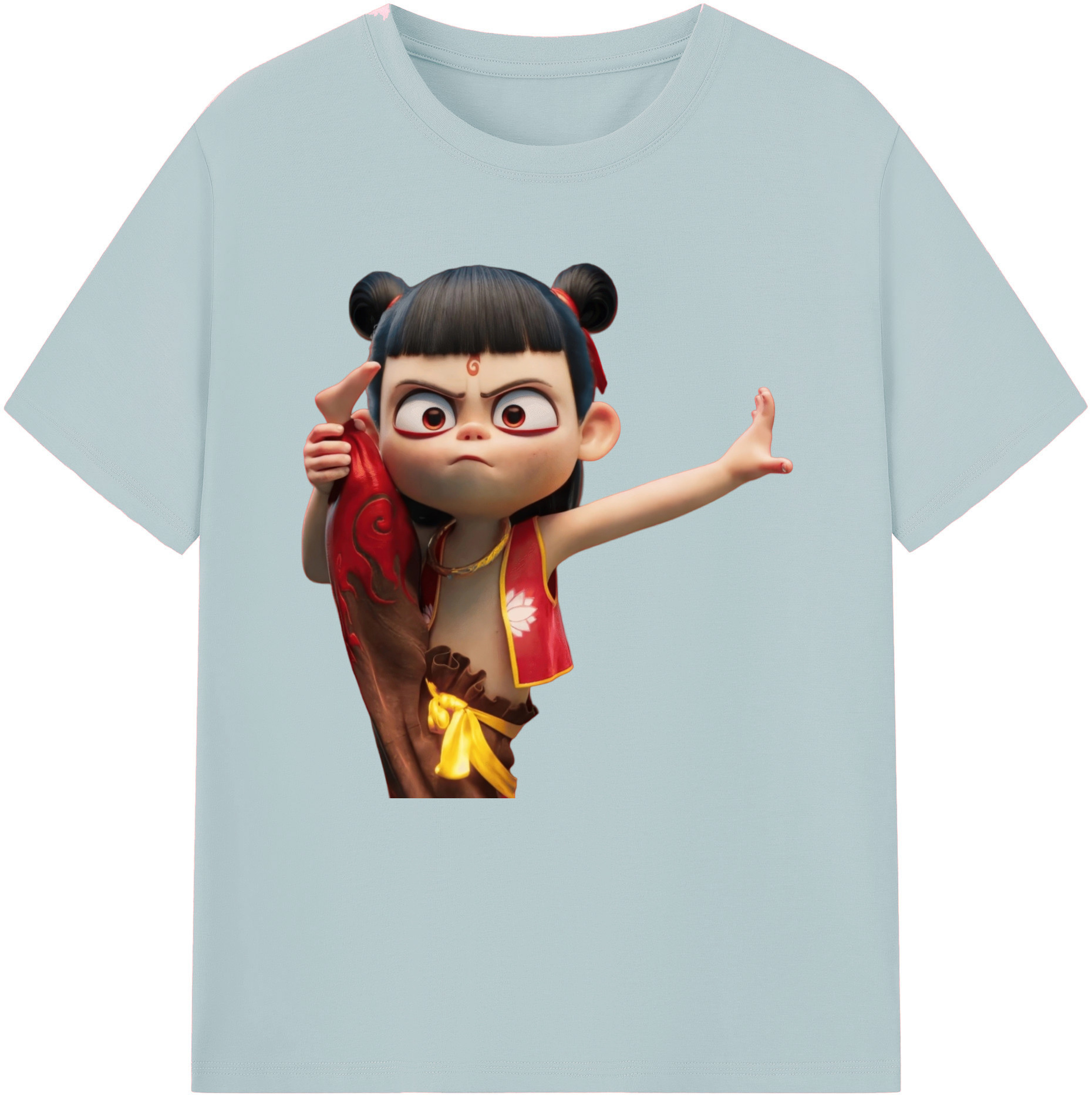 （画像用） Ne Zha 2 ナタ 魔童の大暴れ 綿100％半袖Tシャツ（フロントプリント）